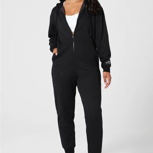 Fabletics Black Hooded Jumpsuit